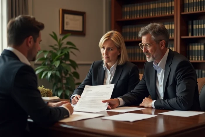 Un couple rencontre un conseiller financier pour discuter de la fiscalité des dons reçus à l'occasion du mariage